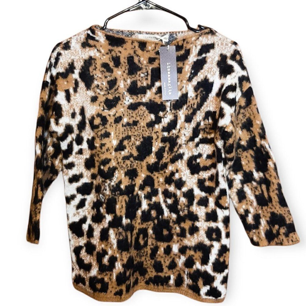Lineamaglia Animal Print Mohair Blend Sweater sz S NWT